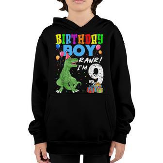 9 Year Old 9Th Birthday Boy T Rex Dinosaur V3 Youth Hoodie - Thegiftio UK