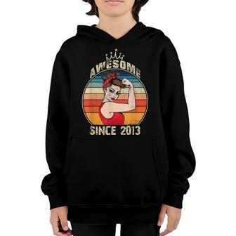 9 Year Old Awesome Since 2013 9Th Birthday Women Girls Youth Hoodie - Thegiftio UK