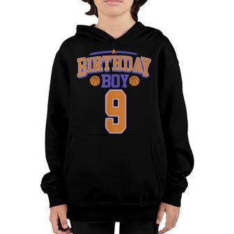 9 Year Old Basketball Player 9Th Birthday Party Boy V2 Youth Hoodie - Thegiftio UK