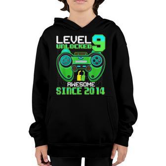 9 Year Old Boy Level 9 Unlocked Awesome 2014 9Th Birthday V2 Youth Hoodie - Thegiftio UK