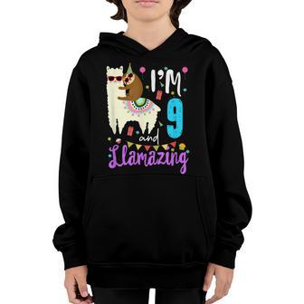 9 Years Old 9Th Birthday Llama Birthday Girl Gift V15 Youth Hoodie - Thegiftio UK