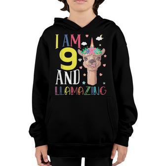 9 Years Old 9Th Birthday Llama Birthday Girl Gift V16 Youth Hoodie - Thegiftio UK