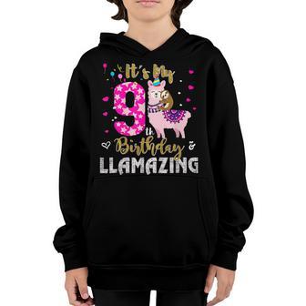 9 Years Old 9Th Birthday Llama Birthday Girl Gift V5 Youth Hoodie - Thegiftio UK