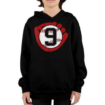 9 Years Old Baseball Player 9Th Birthday Boy Son Youth Hoodie - Thegiftio UK