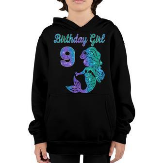 9 Years Old Birthday Girl Gifts Mermaid 9Th Birthday Youth Hoodie - Thegiftio UK