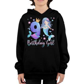 9 Years Old Birthday Mermaid 9Th Birthday Gifts Girls Ns Youth Hoodie - Thegiftio UK