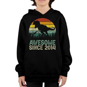 9 Years Old Boy Dinosaur T-Rex Awesome Since 2014 Birthday Youth Hoodie - Thegiftio UK