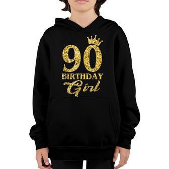90 Years Old Gift 90Th Birthday Girl Queen Women Crown Youth Hoodie - Thegiftio UK