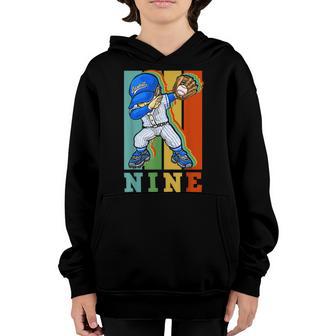 9Th Birthday Baseball Big Number Nine 9 Year Old Boy Girl V7 Youth Hoodie - Thegiftio UK