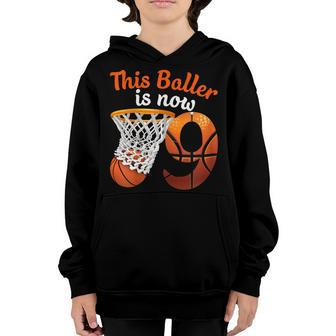 9Th Birthday Basketball Funny 9 Years Old Kids Gift Youth Hoodie | Mazezy