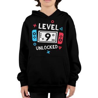 9Th Birthday Boy Level 9 Unlocked Video Game Party Youth Hoodie - Thegiftio UK