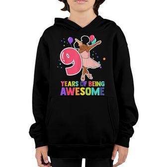 9Th Birthday Dabbing Unicorn Girl 9 Years Old Bday Youth Hoodie - Thegiftio UK
