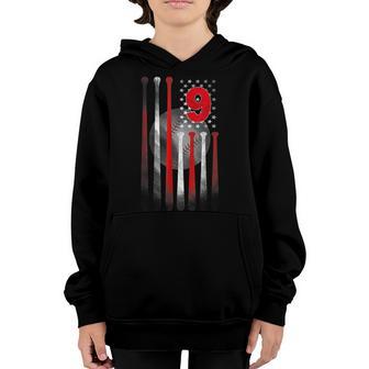 9Th Birthday Retro American Baseball 9 Years Old Boy Girl Youth Hoodie - Thegiftio UK