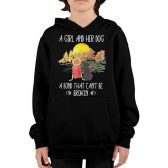 A Girl And Her Dog A Bond That Cant Be Broken Cute Youth Hoodie - Thegiftio UK