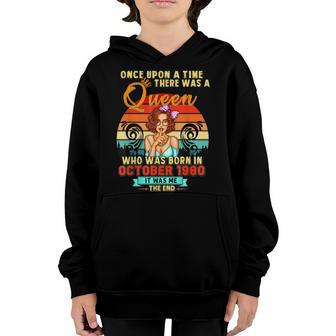 A Queen Was Born In October Girl 1980 Happy Birthday Youth Hoodie | Mazezy