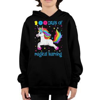 Adorable 100 Days Of Magical Learning School Unicorn Girls Youth Hoodie - Thegiftio UK