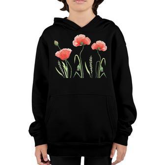 Aesthetic Watercolor Poppy Flowers Cute For Women Girls Youth Hoodie - Thegiftio UK