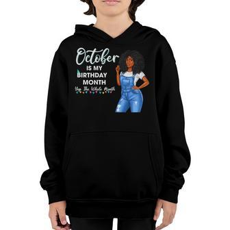 Afro Girl October Is My Birthday Yep The Whole Month V3 Youth Hoodie - Thegiftio UK