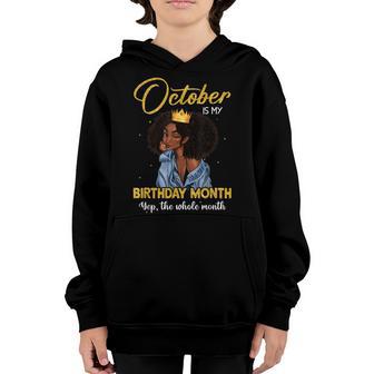 Afro Girl October Is My Birthday Yep The Whole Month Women V2 Youth Hoodie - Thegiftio UK