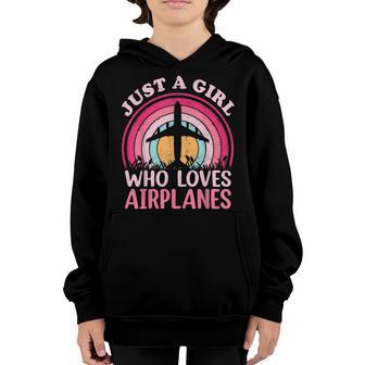 Airplane Lover Vintage Just A Girl Who Loves Airplanes Youth Hoodie - Thegiftio UK