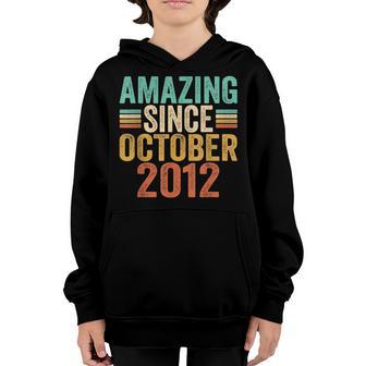 Amazing Since October 2012 10 Years Old 10Th Birthday Boys Youth Hoodie - Thegiftio UK