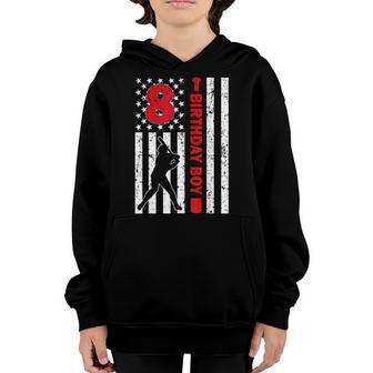 American Flag 8Th Birthday Baseball Boy 8 Year Old For Boy Youth Hoodie - Thegiftio UK