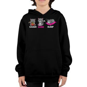 Anime Gamer Gaming Video Games Cat Ramen Noodles Kawaii Youth Hoodie - Thegiftio UK