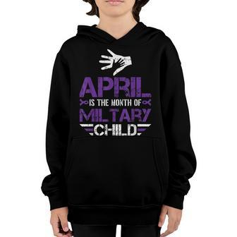 April Is The Month Of The Military Child Army Soldier Kids Youth Hoodie - Seseable