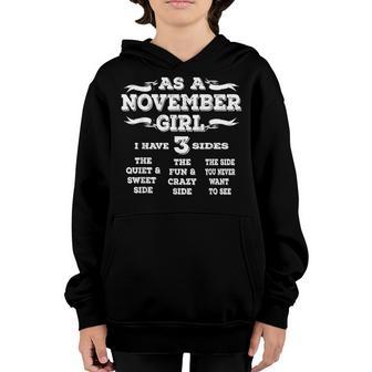 As A November Girl Funny Birthday Wishes Gift Youth Hoodie - Thegiftio UK