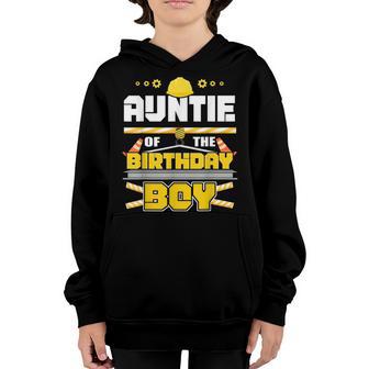 Auntie Of The Birthday Boy Construction Family Matching Youth Hoodie - Thegiftio UK