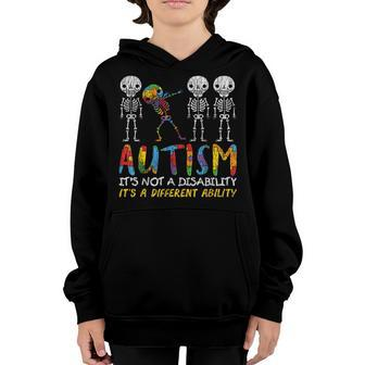 Autism Awerness - Skeleton Dabbing Autistic Kids Awareness Youth Hoodie - Seseable