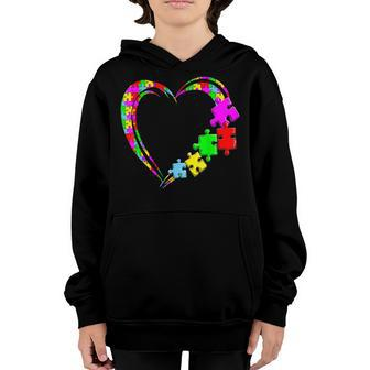 Autism Puzzle Heart Bunch Of Hearts Kids Valentines Day Youth Hoodie - Seseable
