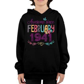 Awesome February Girl 1941 79Th Birthday Gift 79 Years Old Youth Hoodie | Mazezy