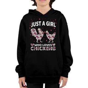 Awesome Just A Girl Who Loves Chickens Funny Floral Youth Hoodie - Thegiftio UK