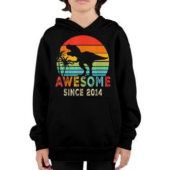Awesome Since 2014 Dinosaur 9 Years Old 9Th Birthday Boy Youth Hoodie - Thegiftio UK