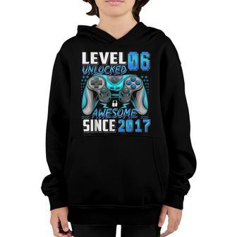 Awesome Since 2017 Level 6 Unlocked Video Games Lovers Youth Hoodie - Thegiftio UK