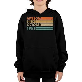 Awesome Since October 1981 41St Birthday Boys 41 Years Old Youth Hoodie - Thegiftio UK