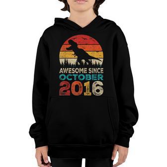 Awesome Since October 2016 6Th Birthday Boy Dinosaur Gifts Youth Hoodie - Thegiftio UK