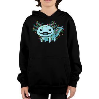 Axolotl Christmas Lights Kids Boys Girls Xmas Pajamas Youth Hoodie - Thegiftio UK