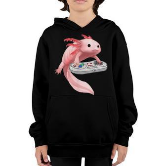 Axolotl Fish Playing Video Game White Axolotl Lizard Gamers Youth Hoodie - Thegiftio UK