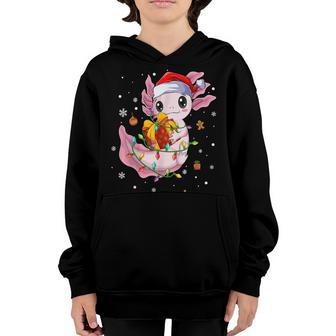 Axolotl Santa Hat Lights Anime Christmas For Girl Women Xmas Youth Hoodie - Thegiftio UK