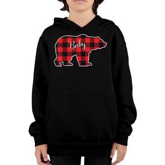 Baby Bear Kids Red Buffalo Plaid Matching Family Christmas Youth Hoodie - Thegiftio UK