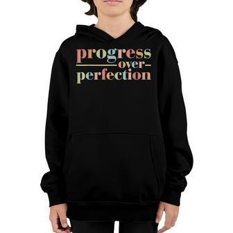 Back To School Progress Over Perfection Vintage Teachers Youth Hoodie - Thegiftio UK