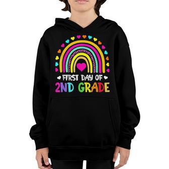 Back To School Rainbow Happy First Day Of Second Grade Youth Hoodie - Thegiftio UK