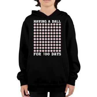 Baseball 100 Days Of School Player Teachers Boys Girls Youth Hoodie - Thegiftio UK