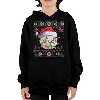 Baseball Christmas Ugly Sweater Funny Santa Sport Men Kids Youth Hoodie - Thegiftio UK