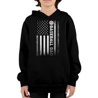 Baseball Dad Softball Dad Game Day Flag Vintage Fathers Day Youth Hoodie - Thegiftio UK