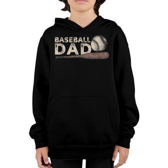 Baseball Dad Softball Dad Game Day Vibes Vintage Fathers Day Youth Hoodie - Thegiftio UK