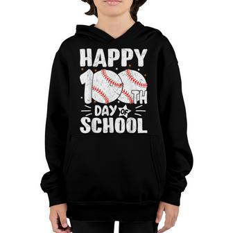 Baseball Happy 100Th Day Of School Kids Teacher Youth Hoodie - Thegiftio UK