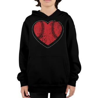 Baseball Heart Vintage Valentines Day Shirt For Kids Boys Youth Hoodie | Mazezy